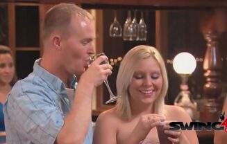 Swinging couple sees each other in BDSM for the first time