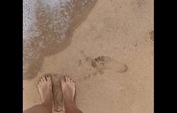 Pee spotting public beach